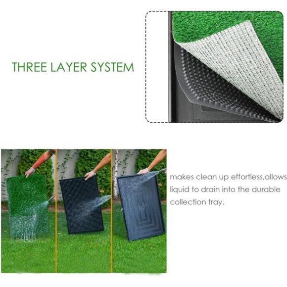 Dog Potty Grass Pad - Puppy Potty Training Artificial Grass Mats with Tray - Picture 5 of 6